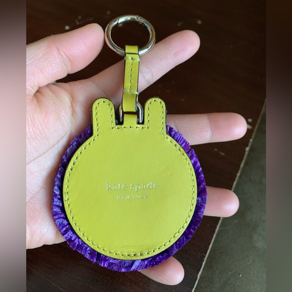 Authentic Kate Spade New York Spademals Key Fob Raffia Bunny Leather Keychain - Picture 6 of 10